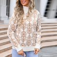 thumbnail image 2 of Rbaofujie Chandails pour Dames Femmes Chandail Tricoté à Rayures Patchwork avec Manches Longues Col Rond Hauts de Chandail Kaki Chandails pour Femmes Automne, 2 of 9