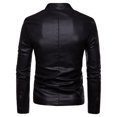 thumbnail image 3 of Leather Motorcycle Jacket Mens Fashion Leather Plus Fleece Jacket Motorcycle Jacket Warm Leather Jacket, 3 of 4
