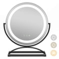 thumbnail image 1 of Costway Miroir de Maquillage Rond de 16 Pouces avec Lumières, 3 Couleurs, Gradable, Commande Tactile, Noir, 1 of 10