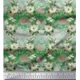 thumbnail image 1 of Soimoi Silk Fabric Leaves & Magnolia Floral Decor Fabric Printed Yard 42 Inch Wide, 1 of 5