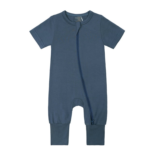 EDFBUYKRS Baby Rompers Footless Pajamas Zipper Short Sleeve Sleeper Jumpsuit