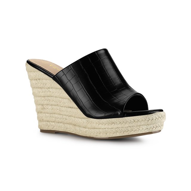 BLISSFUL STEP Women's Slip-On Platform Wedge Heel Wedge Sandals