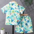 thumbnail image 4 of MIASHUI Toddler Boy Beach Outfit Set Summer Print Button Down Shirt Short Pants,Mint Green,4-5 Years, 4 of 6