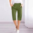 thumbnail image 2 of Timegard Womens Shorts Cotton Linen Elastic Waist Solid Color Summer Knee Length Trousers with Pockets, 2 of 6