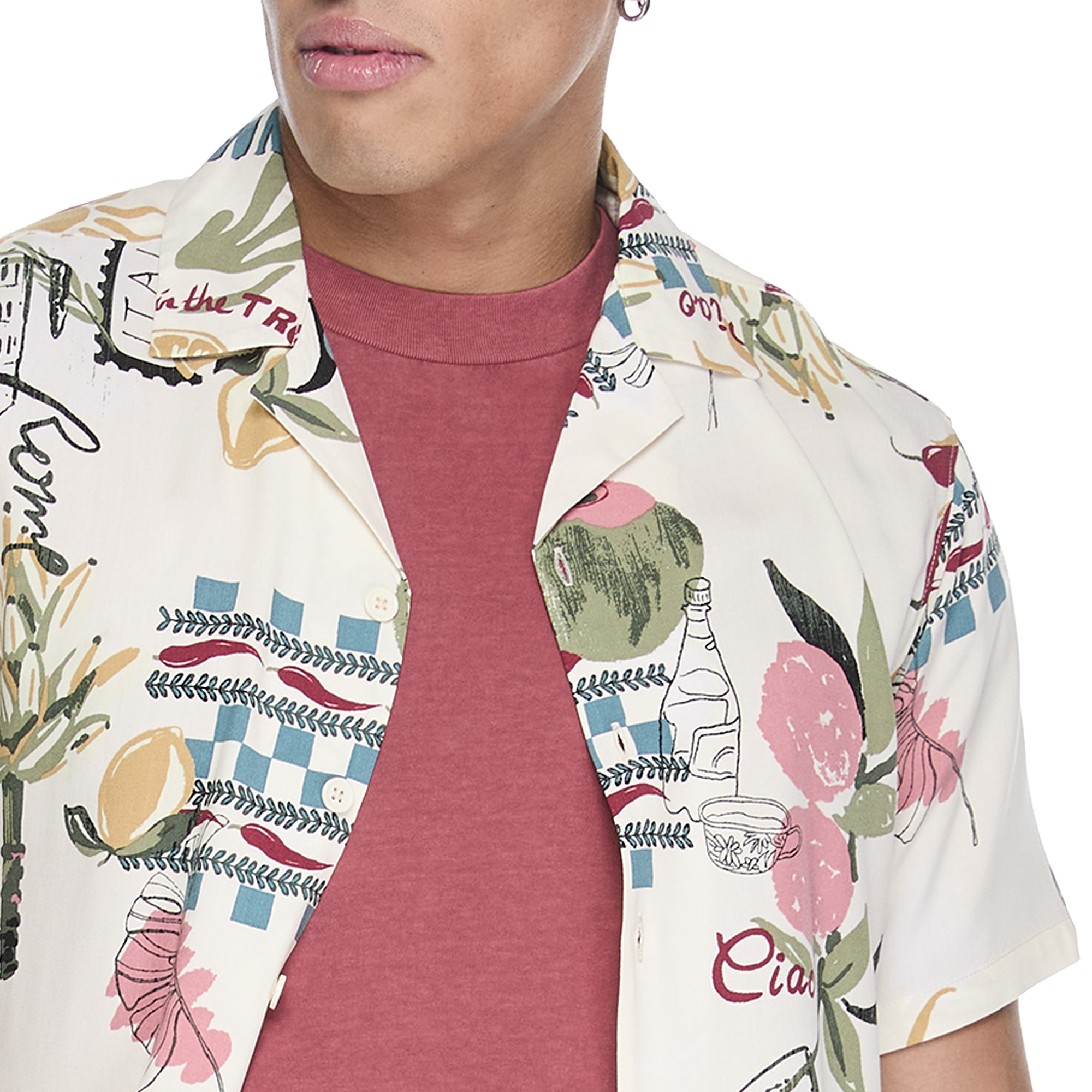 Chemise de villégiature imprimée et boutonnée à manches courtes No Boundaries pour hommes