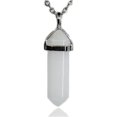 thumbnail image 1 of Collier Pendentif Reiki Chakra Hexagonal Pointu en Jade Blanc 20 Pouces, 1 of 3