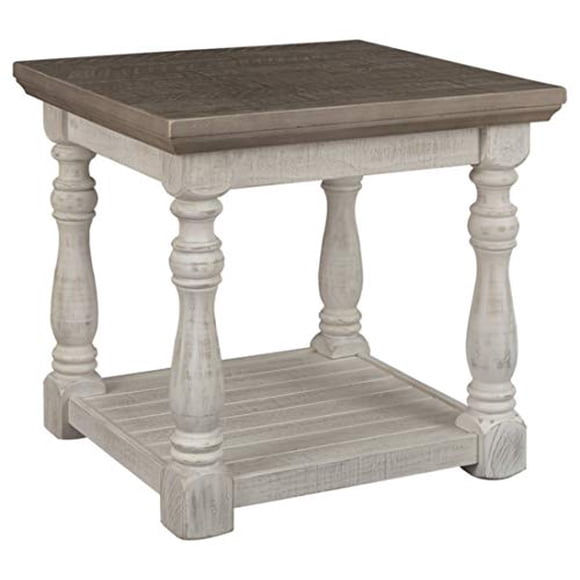 Signature Design by Ashley - Havalance Farmhouse End Table, Whitewash/Brown Wood