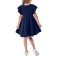 thumbnail image 4 of QIPOPIQ Robe Patineuse de Fête pour Fille à Manches Courtes, Décontractée, Vintage, Col Peter Pan, Coupe Évasée, avec Poches, 4-12 Ans, Liquidation, 4 of 4