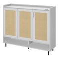 thumbnail image 1 of Toytexx Modern Shoe Storage Cabinet with Rattan Doors, 3-Door White Shoe Organizer with Adjustable Shelves & Ventilation Fan, Slim Shoe Rack for Entryway or Living Room, 1 of 7