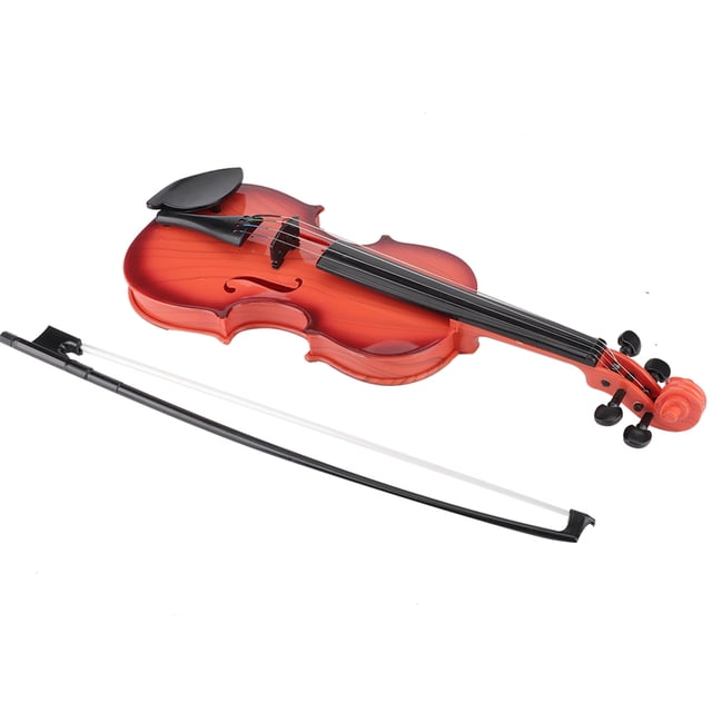 Music Toy Acoustic Violin Toy in light brown, made of durable ABS material with a paint-sprayed finish. The toy violin measures approximately 39 x 13.5 x 5.5 cm and includes a matching fiddlestick. Designed to stimulate children's musical talents and interests, it is suitable for violin beginners and children learning to play different notes. A fun and educational interactive toy for kids.