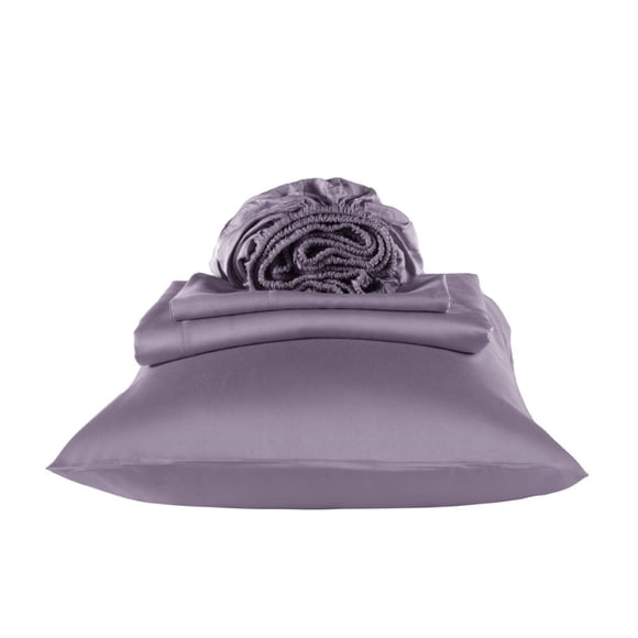 Opulent Ensemble de Draps en Rayonne de Bambou - Lit Simple - Cendre Pourpre