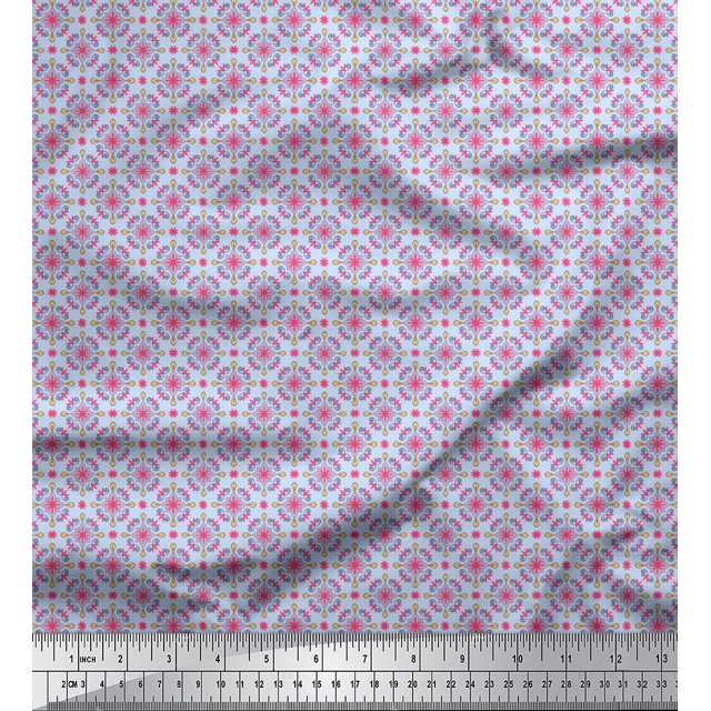 Soimoi Crepe Silk Fabric Floral Small Print Fabric by Yard 42 Inch Wide