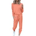 thumbnail image 1 of GZWYHT Sets for Women Long Sleeve Sets for Women Women Solid Color Long Sleeve Loose Long Pants 2 Set Lounge Sets for Women Track Suits for Women Set Watermelon Red M, 1 of 2