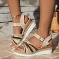thumbnail image 3 of IUJSOY Womens Platform Wedge Sandals Open Toe Bowknot Espadrilles Buckle Ankle Strap Summer Shoes, 3 of 8