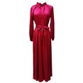 thumbnail image 2 of Robe de Prière Abaya Kaftan pour Femmes, Satin Uni, Col Rond, Manches Longues, Taille Portefeuille, Robe Maxi, 2 of 3