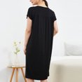 thumbnail image 2 of Besolor Chemises de Nuit Grande Taille pour Femmes Été Confortables à Manches Courtes Col Ras du Cou Vêtements de Nuit Chemises de Sommeil Robe de Nuit, 2 of 5