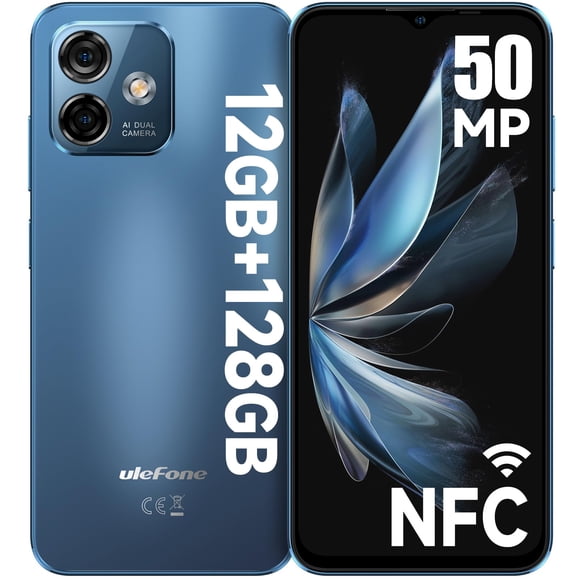 Upgrade has NFC- Ulefone Note 16 Pro (12GB+128GB) Android 13 Unlocked Smartphone, 50MP Main Camera Unlocked Cell Pones Canada, 6.52” Screen, 8-Co