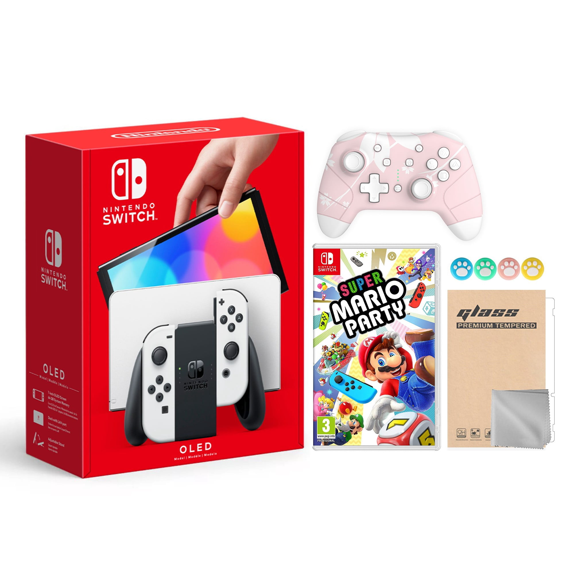 NintendoSwitch本体 + コントローラー + Mario Party 2021 New Nintendo Switch OLED Model White Joy Con 64GB Console