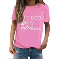 thumbnail image 2 of Tittly T-Shirts pour Femmes T-Shirts Graphiques Saint-Valentin Mon Chien Est Mon Valentin Imprimé Chandail Décontracté Imprimé Col Rond T-Shirt Chandail pour Femme T-Shirt T-Shirts Chemises Hauts pour Femmes Rose Vif G, 2 of 8