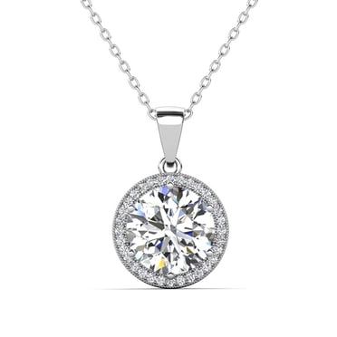 Cate & Chloe Sophia Collier Halo Plaqué Or Blanc 18k avec Cristaux Diamant Simulés pour Femmes