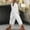 02 White, variant on Weiqiqre Linen Pants Women with Drawstring Summer Beachwear Lightweight Elastic Waist Pants
