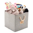 thumbnail image 4 of Elegant Design, Multi-purpose Bin, Foldable Fabric Storage Cube Bins for Home Closet Organizer, Premium Material and Sturdy Handles, Compatible with Kallax Shelf Unit, Grey, Set of 2, 4 of 5