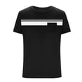 thumbnail image 3 of Men Oversized T Shirts Casual Loose Short Sleeve Crew Neck Tee Shirt Striped Color Block Tops with Pocket, 3 of 4