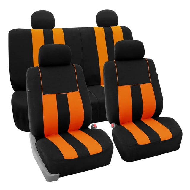 FH Group Universal Fit Striking Striped Cloth Car Seat Covers for Auto SUV VAN Airbag Compatible Full Set