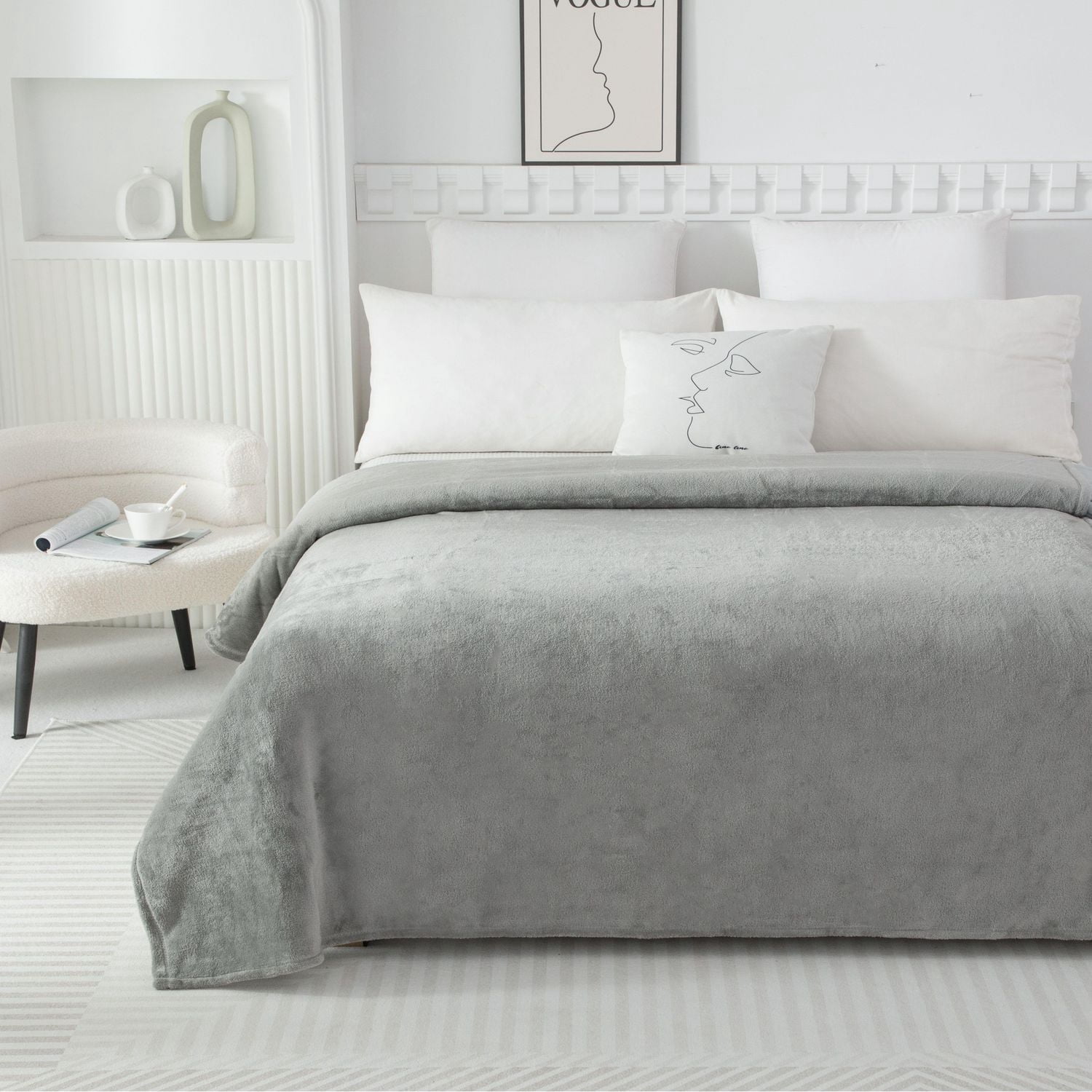 Mainstays Plush Blanket Gray T