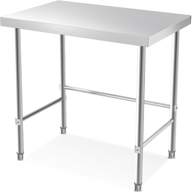 Yiwa Table de Travail de Cuisine en Acier Inoxydable de Qualité Commerciale 36 X 24 Pouces, Table de Préparation des Aliments avec Roulettes, Argent