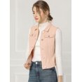thumbnail image 2 of INSPIRE CHIC Women's Washed Chest Flap Pockets Single Breasted Denim Vest, 2 of 6