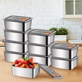 thumbnail image 3 of CJiaWei 10pcs Stainless Steel Food Storage Containers Airtight Kitchen Meal Prep Containers With Lids For Refrigerator Microwave Bento Lunch, 3 of 6