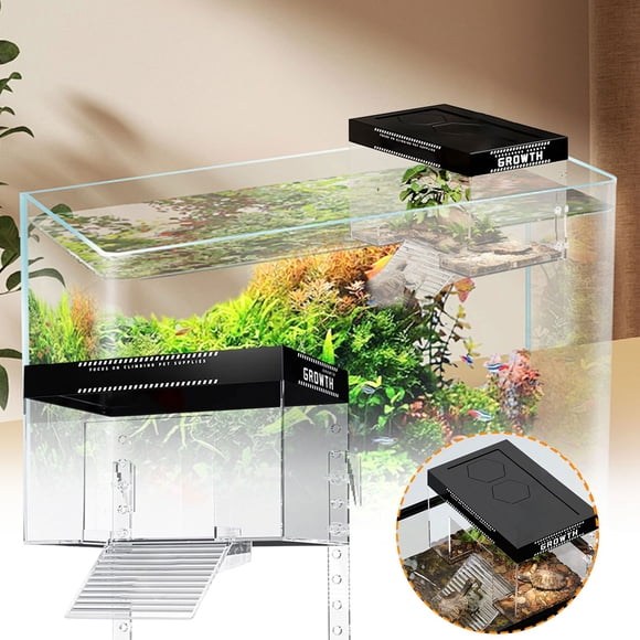 Bowayaoa Plateforme en Acrylique pour Réservoir de Tortues, Grand Socle de Baignade pour Reptiles avec Rampe Antidérapante, Surface Aquatique pour Aquarium, Accessoires de Bain de Soleil pour Petites Tortues