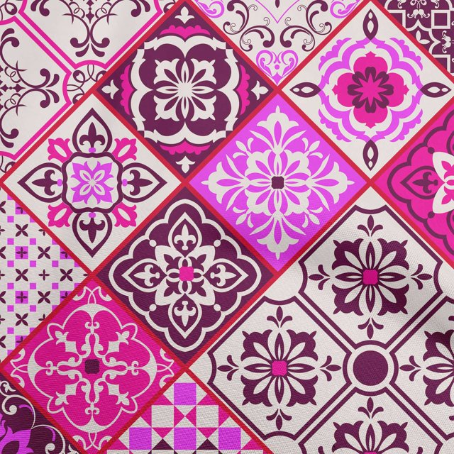oneOone Cotton Silk Dark Magenta Fabric Abstract Traditional Sewing Craft Projects Fabric Prints By Yard 42 Inch Wide