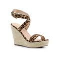 thumbnail image 1 of BLISSFUL STEP Chaussures pour Femmes Sandales Espadrilles à Talon Compensé Slingback à Brides Croisées Léopard 9, 1 of 8