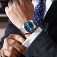thumbnail image 2 of POEDAGAR Montre de Mode pour Homme en Quartz Bleu en Acier Inoxydable Analogique Étanche Lumineuse avec Date, 2 of 5
