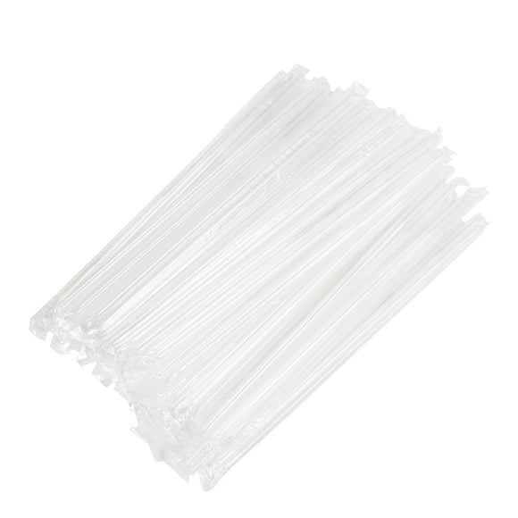100Pcs 210Mm Clear Long Flexible Drinking Straws Wedding Party