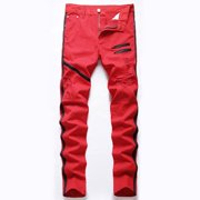 LOVZFMLL Jeans Homme nouvelle mode avoir des poches Bouton Zipper Personnalité Denim Tendance Jeans