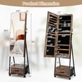 thumbnail image 4 of Costway Jewelry Cabinet Armoire Full Length Mirror Lockable w/ Bottom Drawer & Wheels, 4 of 10
