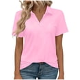 thumbnail image 2 of Ailaofu T-Shirts à Manches Courtes à Col en V pour Femmes, Hauts d'Été à Col, T-Shirts Décontractés Amples, 2 of 7