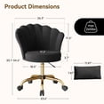 thumbnail image 2 of Hawsaiy Shell Back Home Office Chair with Lumbar Pillow, Modern Upholstered Desk Chair with Gold Metal Base, Swivel Adjustable Computer Chair for Home Office, Black, 2 of 11