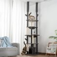 thumbnail image 2 of PawHut 89"-100" Floor to Ceiling Cat Tree w/ Scratching Posts, Grey, 2 of 10