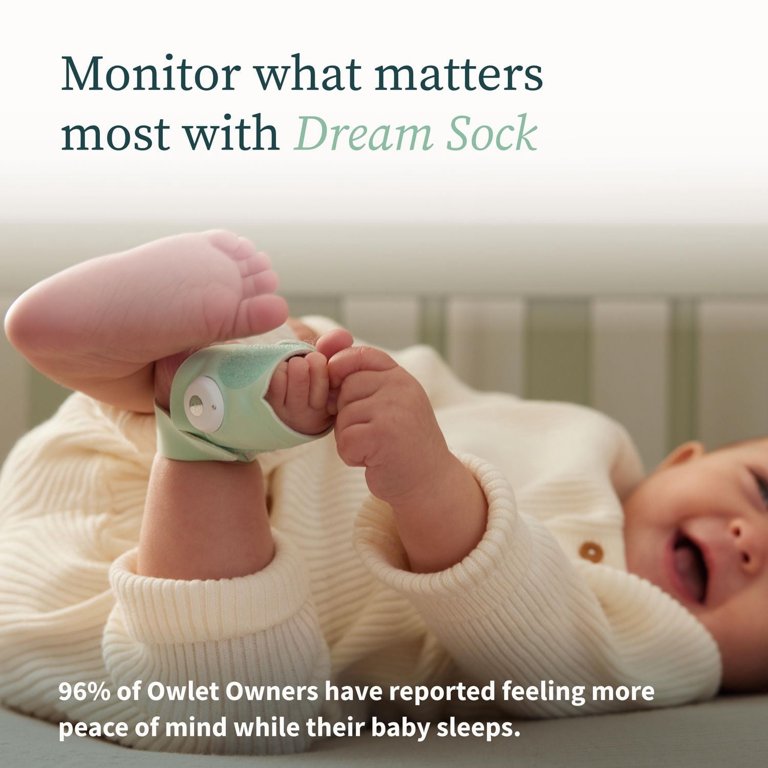 Owlet Dream Sock - Smart Baby Monitor with Sleep Quality Indicators Including Movement, Heart Rate and Average Oxygen Levels- Mint
