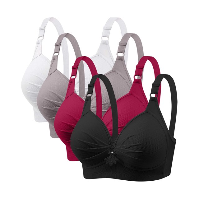Yuyuzo Wireless Bras for Women 4 Pack Full Coverage Plus Size Liftup Support Push up Everyday Bras