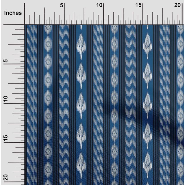 oneOone Viscose Chiffon Fabric Stripe Ikat Print Sewing Fabric BTY 42 Inch Wide