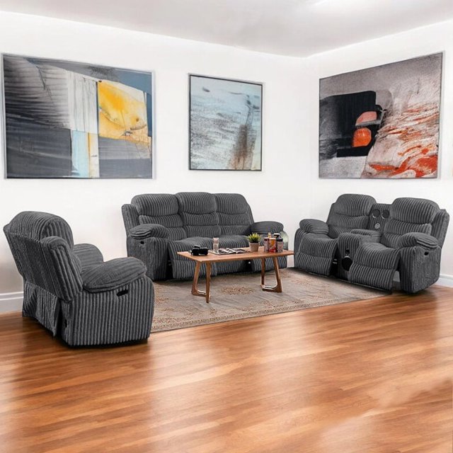 Cosmic Homes Ensemble de Fauteuil Inclinable Électrique Cascade 3 Pcs en Tissu Luxueux - Gris