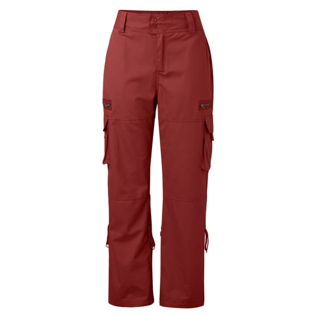 LUOGENLI Pantalon Décontracté pour Femme Pantalon Rétro Français à Jambe Grand pour Femme Poche Décontracté Ample à Jambe Droite Pantalon de Travail pour Femme Pantalon Décontracté pour Femme Taille Élastique Rouge P