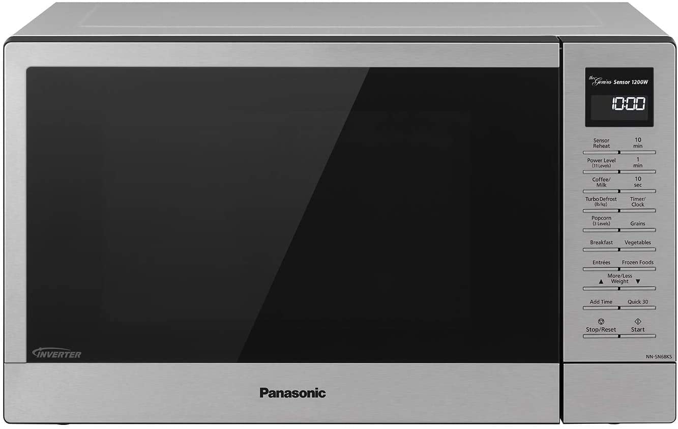Panasonic NN-SN68KS Compact Microwave Oven with 1200W Power, Sensor Cooking, Popcorn Button, Quick 30Sec &amp; Turbo Defrost, 1.2 cu.ft, Stainless Steel