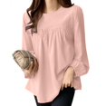 thumbnail image 2 of Timegard Womens Plus Size Tops Crew Neck Long Sleeve Ruched Comfy Tee Shirts Fall Casual Loose Tops, 2 of 7