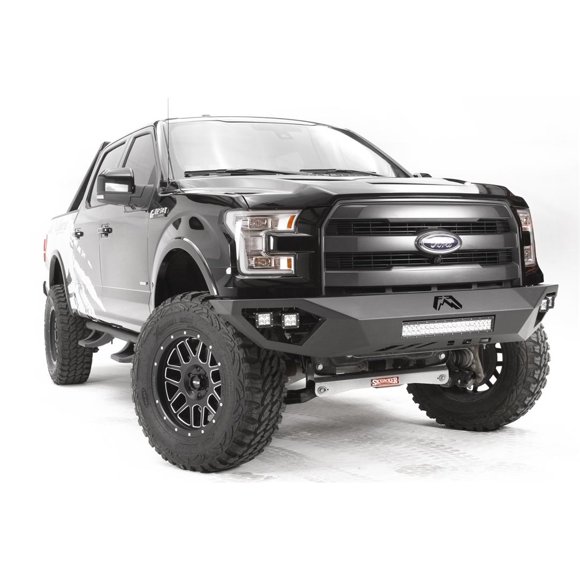 Fab Fours Bumper FF15-D3251-1 Vengeance; One Piece Design; Direct Fit; Mounting Hardware Included; Without Grille Guard; Without Winch Mount; Without Tow Hooks; Powder Coated Black Steel